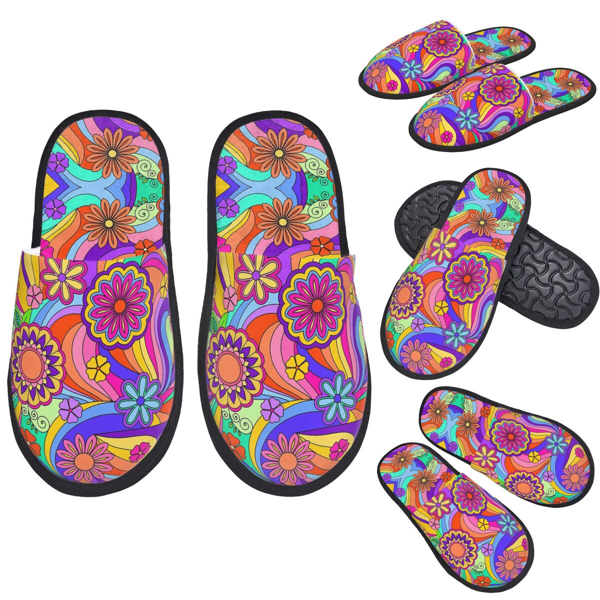 Insole Memory Foam - Sandal Rumah Wanita Motif Bunga Psychedelic